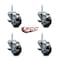 Service Caster 3 Inch Black Polyurethane Wheel Swivel 58 Inch Threaded Stem Caster Set with Brake SCC SCC-TS20S314-PPUB-BLK-TLB-58212-4 - alternate 4